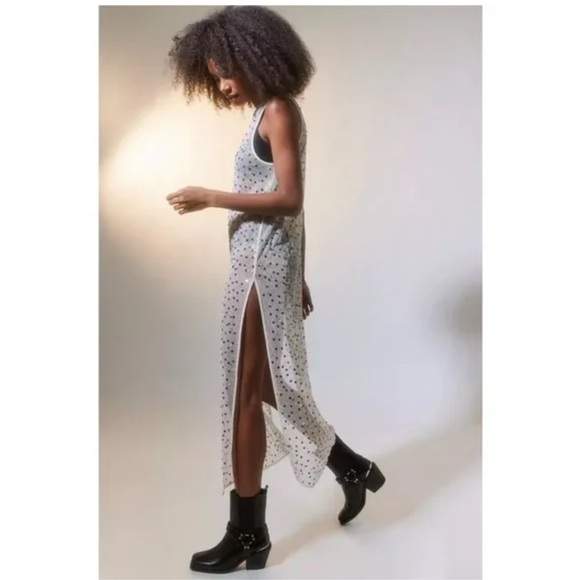 Urban Outfitters Sheer Sequin Midi Dress sz M - Picture 2 of 4